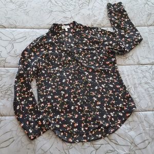 Express Black Floral Portofino Shirt